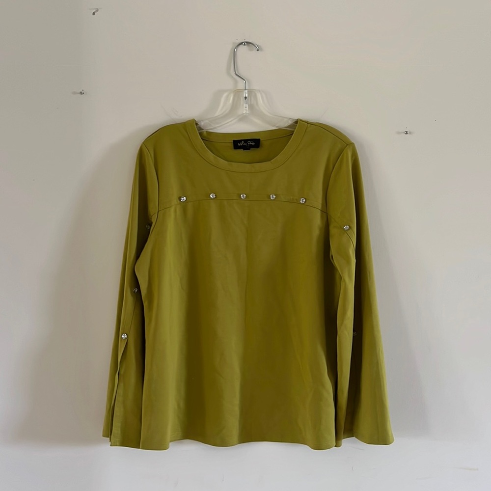 Chartreuse embellished split sleeve Blouse